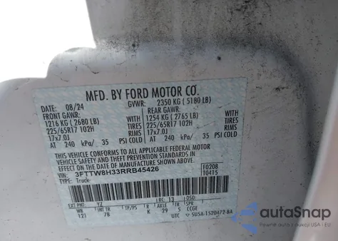 2024 Ford Maverick Xlt z USA, uszkodzony, nr VIN 3FTTW8H33RRB45426